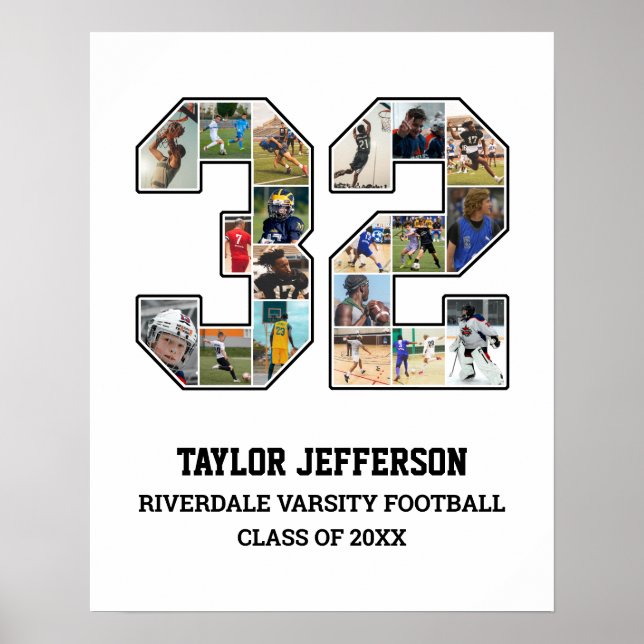 Affiche Joueur Numéro 32 Équipe sportive senior Collage ph (Devant)