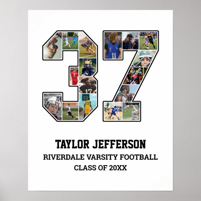 Affiche Joueur Numéro 37 Équipe sportive senior Collage ph (Devant)