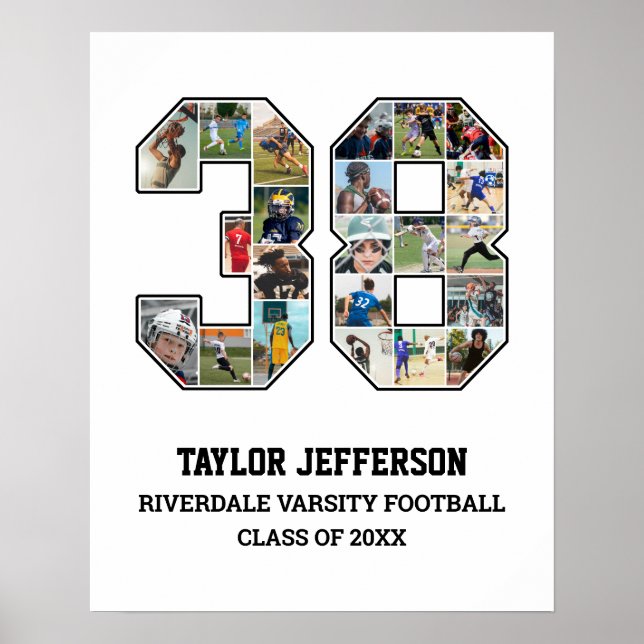 Affiche Joueur Numéro 38 Équipe sportive senior Collage ph (Devant)