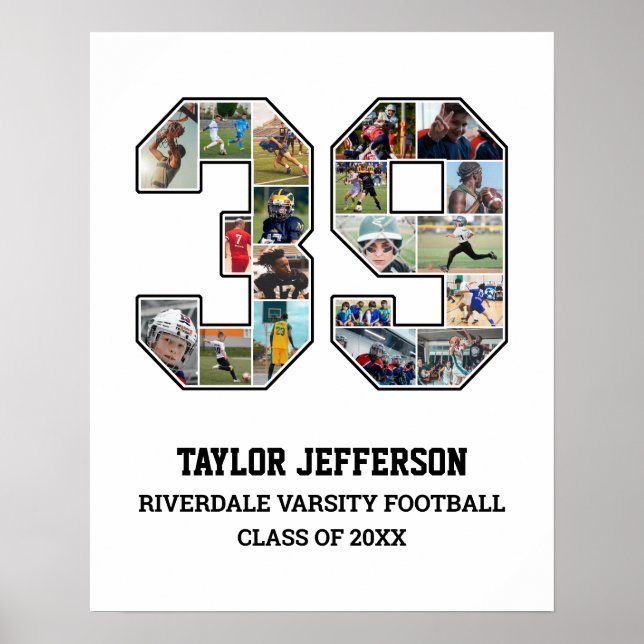 Affiche Joueur Numéro 39 Équipe sportive senior Collage ph (Devant)