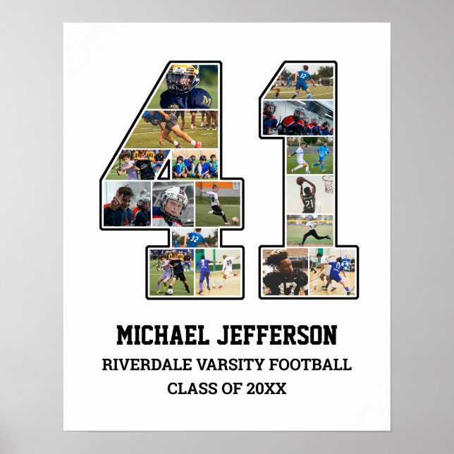 Affiche Joueur Numéro 41 Équipe sportive senior Collage ph (Devant)