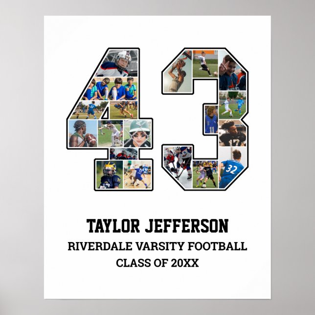 Affiche Joueur Numéro 43 Équipe sportive senior Collage ph (Devant)