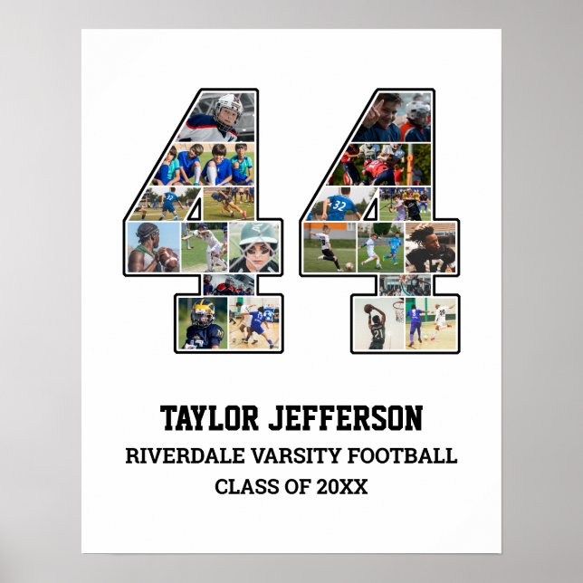 Affiche Joueur Numéro 44 Équipe sportive senior Collage ph (Devant)
