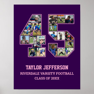 Affiche Joueur Numéro 45 Équipe sportive senior Collage ph