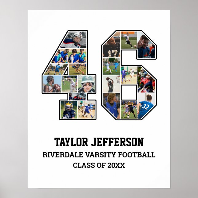 Affiche Joueur Numéro 46 Équipe sportive senior Collage ph (Devant)