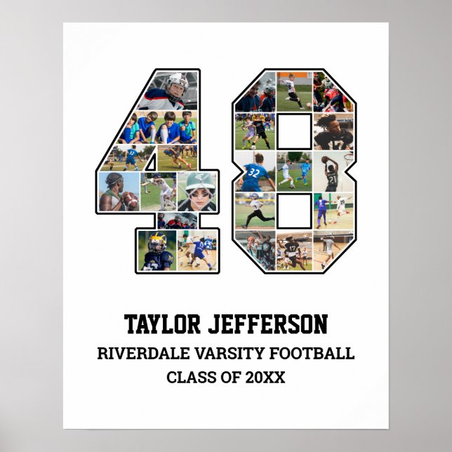 Affiche Joueur Numéro 48 Équipe sportive senior Collage ph (Devant)