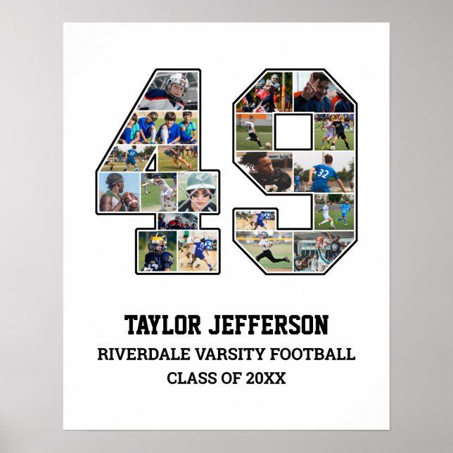 Affiche Joueur Numéro 49 Équipe sportive senior Collage ph (Devant)