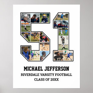 Affiche Joueur Numéro 51 Équipe sportive senior Collage ph