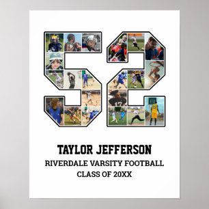 Affiche Joueur Numéro 52 Équipe sportive senior Collage ph