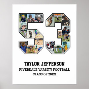 Affiche Joueur Numéro 53 Équipe sportive senior Collage ph
