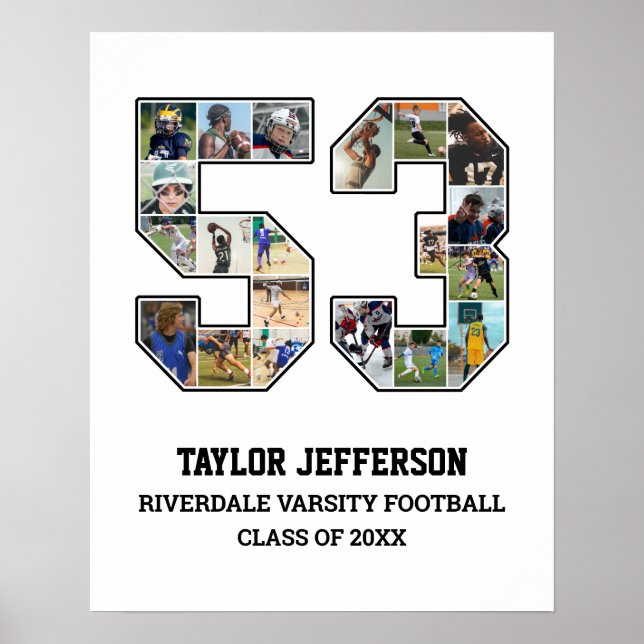 Affiche Joueur Numéro 53 Équipe sportive senior Collage ph (Devant)