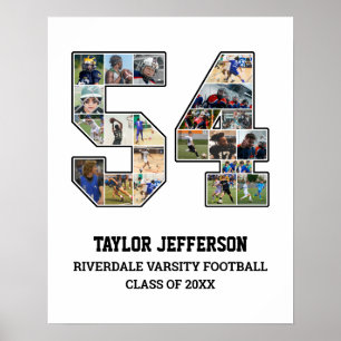 Affiche Joueur Numéro 54 Équipe sportive senior Collage ph