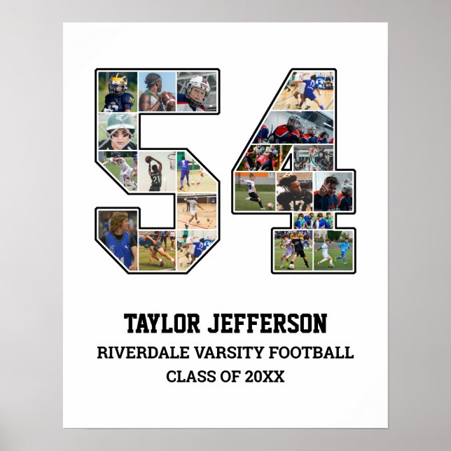 Affiche Joueur Numéro 54 Équipe sportive senior Collage ph (Devant)