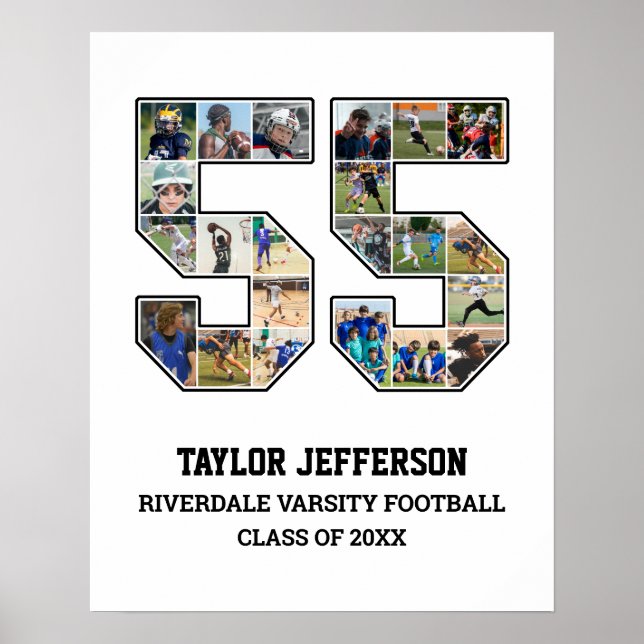 Affiche Joueur Numéro 55 Équipe sportive senior Collage ph (Devant)