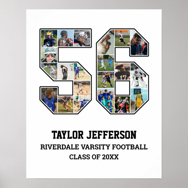 Affiche Joueur Numéro 56 Équipe sportive senior Collage ph (Devant)