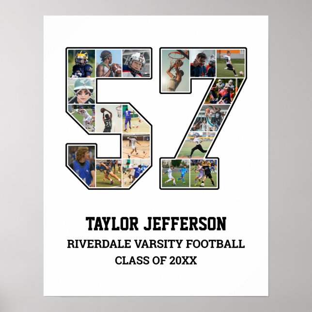 Affiche Joueur Numéro 57 Équipe sportive senior Collage ph (Devant)