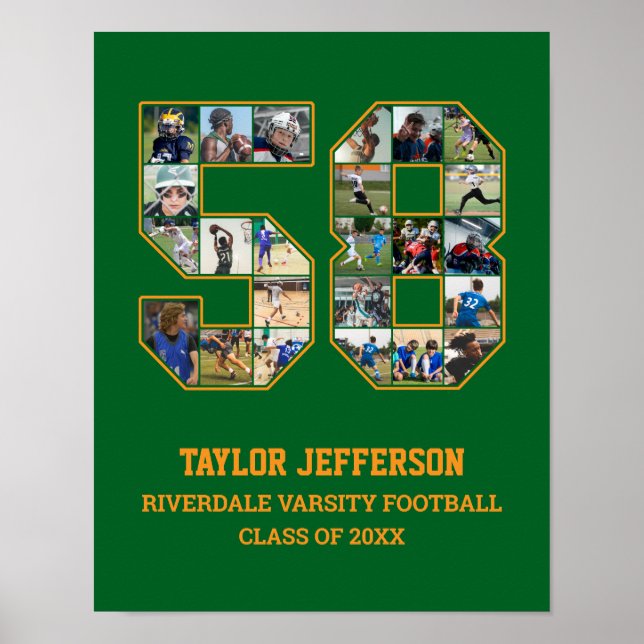 Affiche Joueur Numéro 58 Équipe sportive senior Collage ph (Devant)