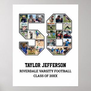 Affiche Joueur Numéro 58 Équipe sportive senior Collage ph