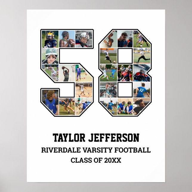 Affiche Joueur Numéro 58 Équipe sportive senior Collage ph (Devant)