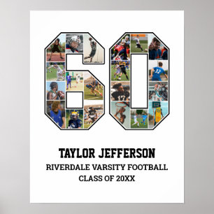 Affiche Joueur Numéro 60 Équipe sportive senior Collage ph