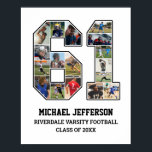Affiche Joueur Numéro 61 Équipe sportive senior Collage ph<br><div class="desc">Collage photo personnalisé pour le joueur numéro 61. Ce cadeau photo personnalisable est parfait pour la nuit senior, le banquet sportif ou le cadeau d'anniversaire pour votre fils, fille ou étudiant athlète. C'est une excellente façon d'afficher des moments et des souvenirs précieux de leurs jeux sportifs. L'affiche présente un collage...</div>