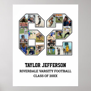 Affiche Joueur Numéro 62 Équipe sportive senior Collage ph