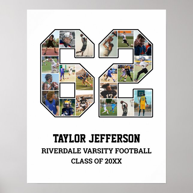 Affiche Joueur Numéro 62 Équipe sportive senior Collage ph (Devant)