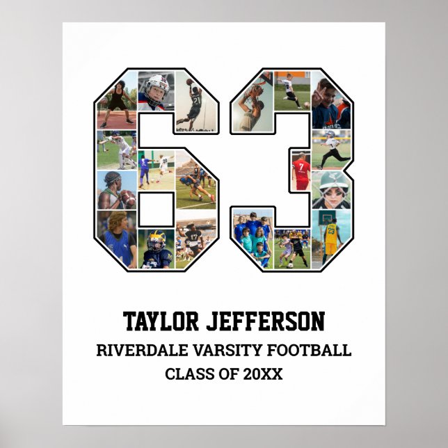 Affiche Joueur Numéro 63 Équipe sportive senior Collage ph (Devant)