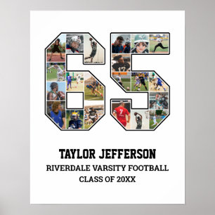 Affiche Joueur Numéro 65 Équipe sportive senior Collage ph