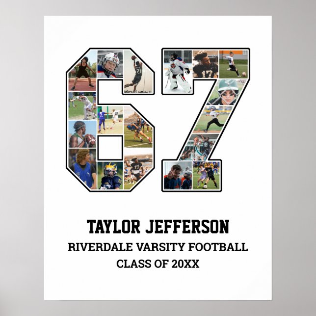 Affiche Joueur Numéro 67 Équipe sportive senior Collage ph (Devant)