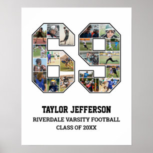 Affiche Joueur Numéro 69 Équipe sportive senior Collage ph