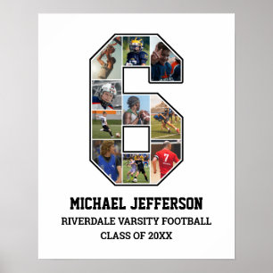 Affiche Joueur Numéro 6 Équipe sportive senior Collage pho