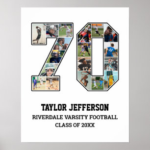 Affiche Joueur Numéro 70 Équipe sportive senior Collage ph