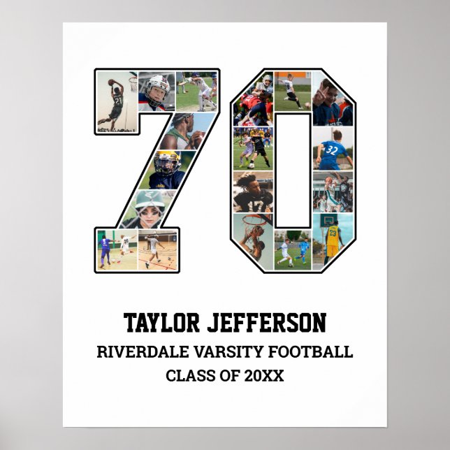 Affiche Joueur Numéro 70 Équipe sportive senior Collage ph (Devant)