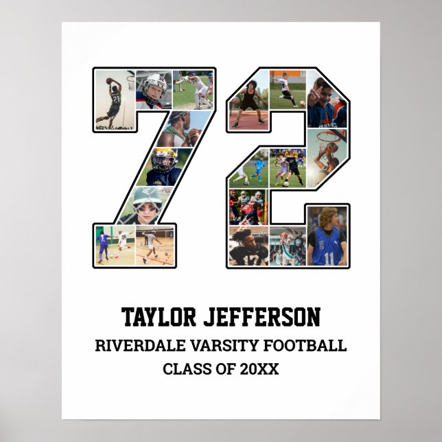Affiche Joueur Numéro 72 Équipe sportive senior Collage ph (Devant)
