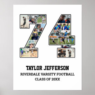 Affiche Joueur Numéro 74 Équipe sportive senior Collage ph