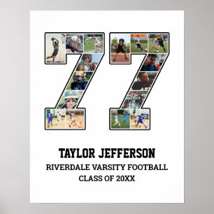 Affiche Joueur Numéro 77 Équipe sportive senior Collage ph
