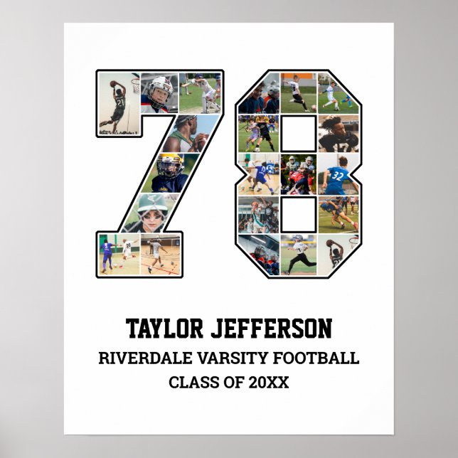 Affiche Joueur Numéro 78 Équipe sportive senior Collage ph (Devant)