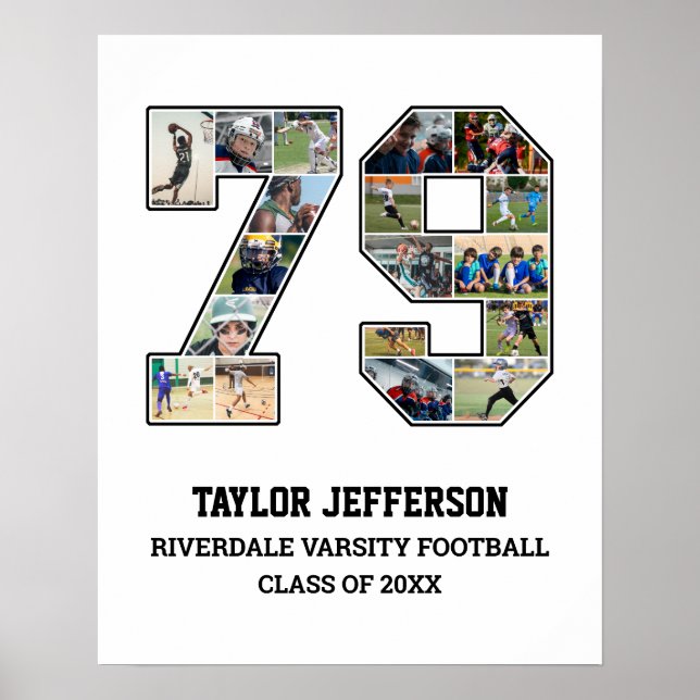 Affiche Joueur Numéro 79 Équipe sportive senior Collage ph (Devant)