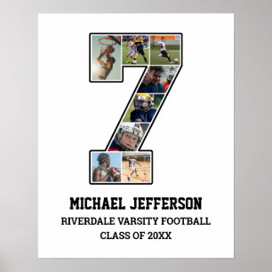 Affiche Joueur Numéro 7 Équipe sportive senior Collage pho