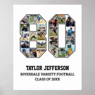 Affiche Joueur Numéro 80 Senior Sports Team Photo Collage