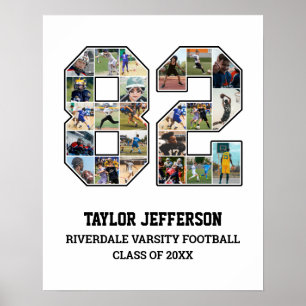 Affiche Joueur Numéro 82 Équipe sportive senior Collage ph