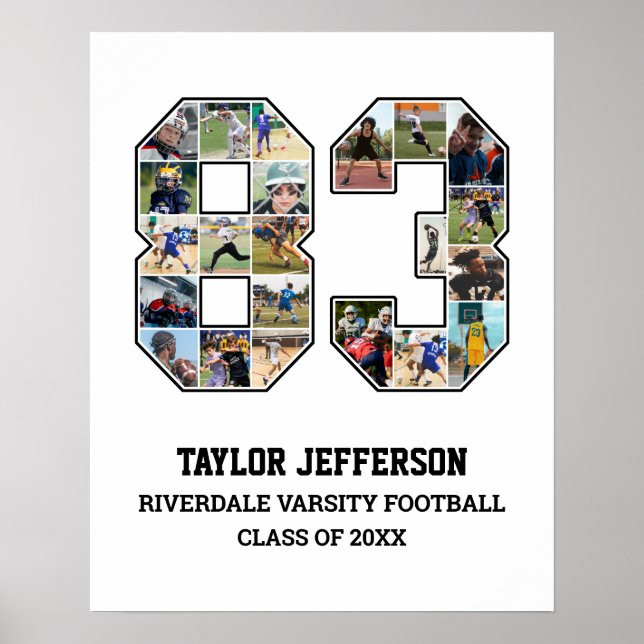 Affiche Joueur Numéro 83 Équipe sportive senior Collage ph (Devant)