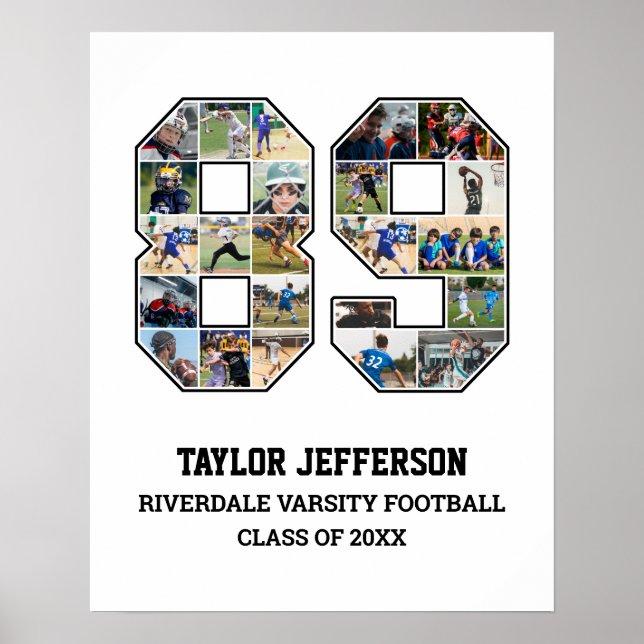 Affiche Joueur Numéro 89 Équipe sportive senior Collage ph (Devant)