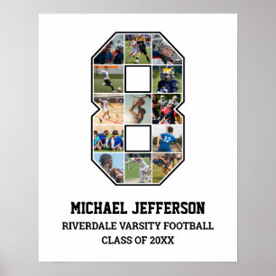 Affiche Joueur Numéro 8 Équipe sportive senior Collage pho