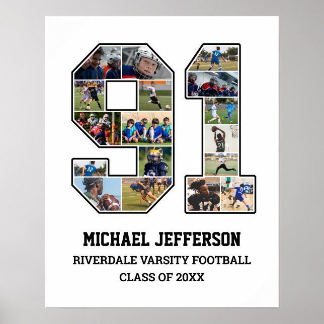 Affiche Joueur Numéro 91 Équipe sportive senior Collage ph (Devant)