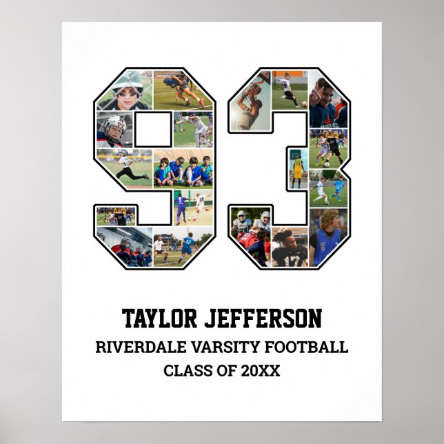 Affiche Joueur Numéro 93 Équipe sportive senior Collage ph (Devant)