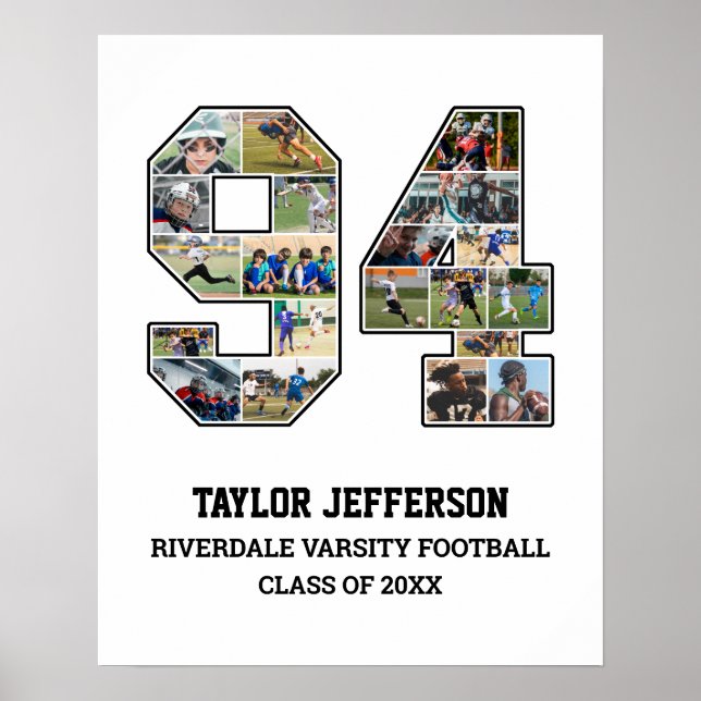 Affiche Joueur Numéro 94 Équipe sportive senior Collage ph (Devant)