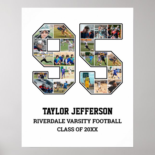 Affiche Joueur Numéro 95 Équipe sportive senior Collage ph (Devant)