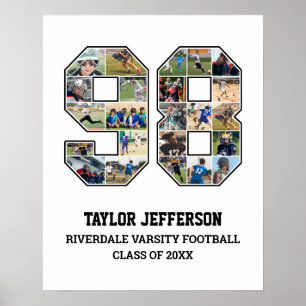 Affiche Joueur Numéro 98 Équipe sportive senior Collage ph